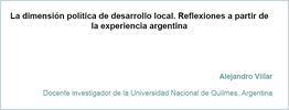 La dimensión política de desarrollo local. Reflexiones a partir de la experiencia argentina Dimension thumb